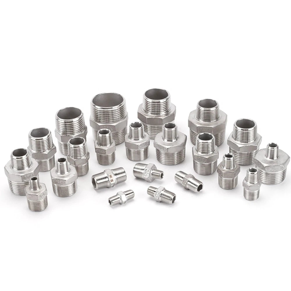 304 Stainless Steel Hex Nipple Pipe Fitting | Male to Male NPT Connector