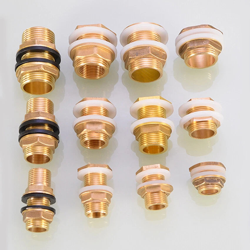 Brass Threaded Water Tank Connector — Male/Female NPT Pipe Fitting for Water Tower & Storage Tank