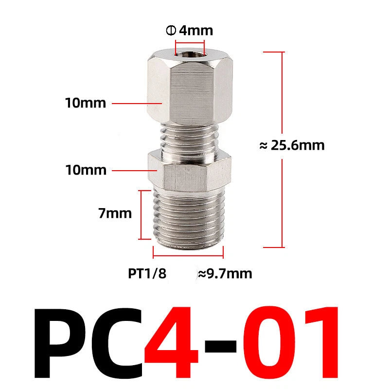 Brass Male Compression Fittings – BSP Hydraulic Adaptor, 1/8" to 1/2" Bore (PC4–PC16)