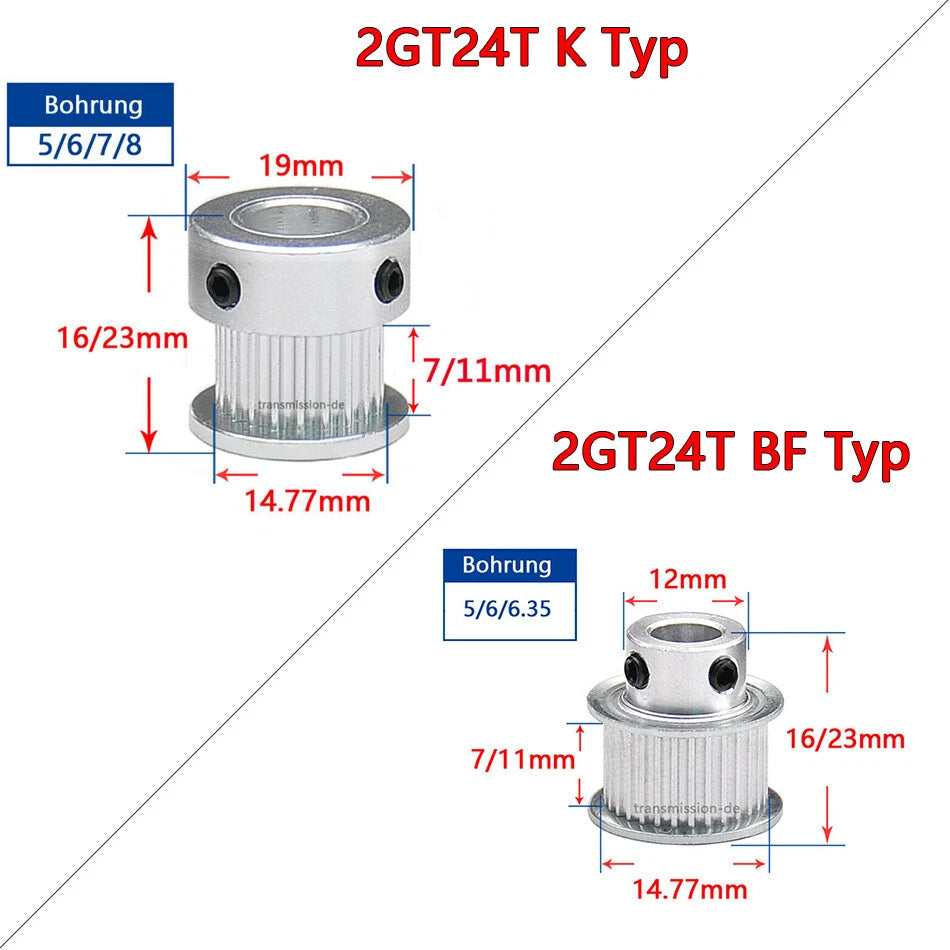 16T - 100T Synchronous Wheel GT2 Timing Belt Pulley for 10 mm width Drive Belts