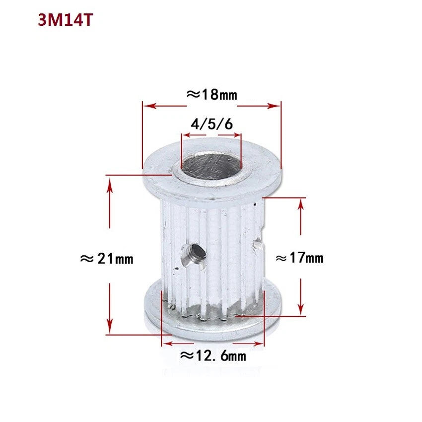 HTD-3M 14-72T Timing Belt Pulley Pitch 3mm AF-type Drive Pulley Teeth Width 16mm