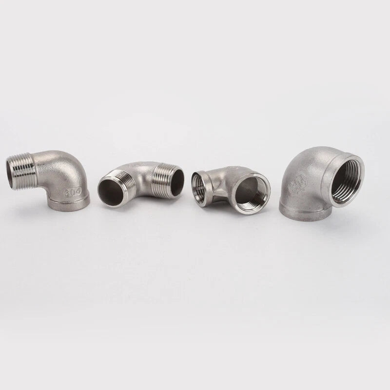 Stainless Steel 90° Elbow BSP Pipe Fittings — Same-Size & Reducing Female/Male Adapters
