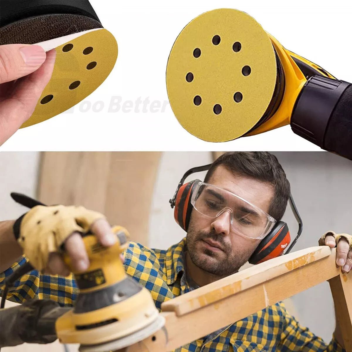 125mm 5" 8 Hole Sanding Discs Hook And Loop 40 60 80 - 600 Grit Set For Metal Wood - HomeDIYer