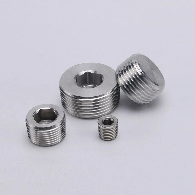 BSP Male Stainless Steel Countersunk End Plug — Internal Hex, 1/4" to 2"