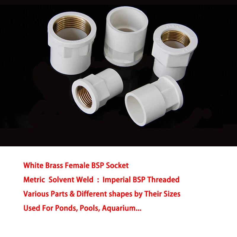 1 2" White PVC Imperial BSP Threaded Pressure Pipe Fittings Ponds Pools Aquarium