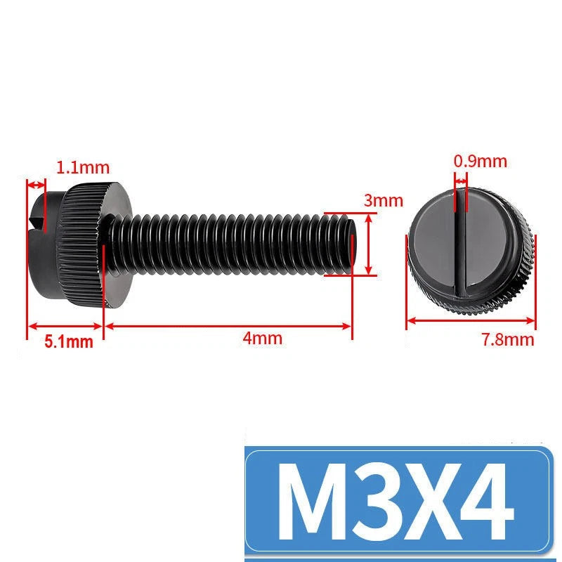 Black Nylon Thumb Screws — PA66 Knurled Slotted Head, M3 M4 M5 M6 M8