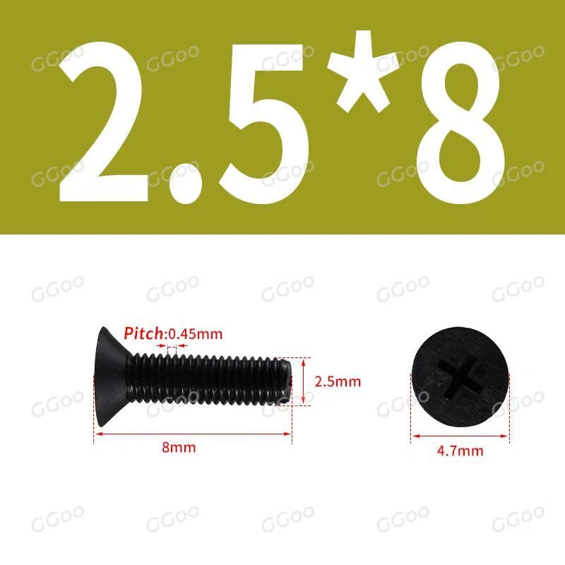 Nylon Countersunk Phillips Screws M2.5–M8, PA66 Non-Conductive Corrosion-Free