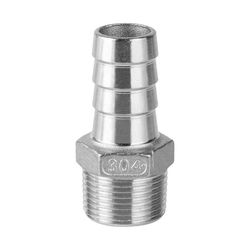 BSP Stainless Steel Male Thread Barb Hose Tail Connector — 1/8" to 2"