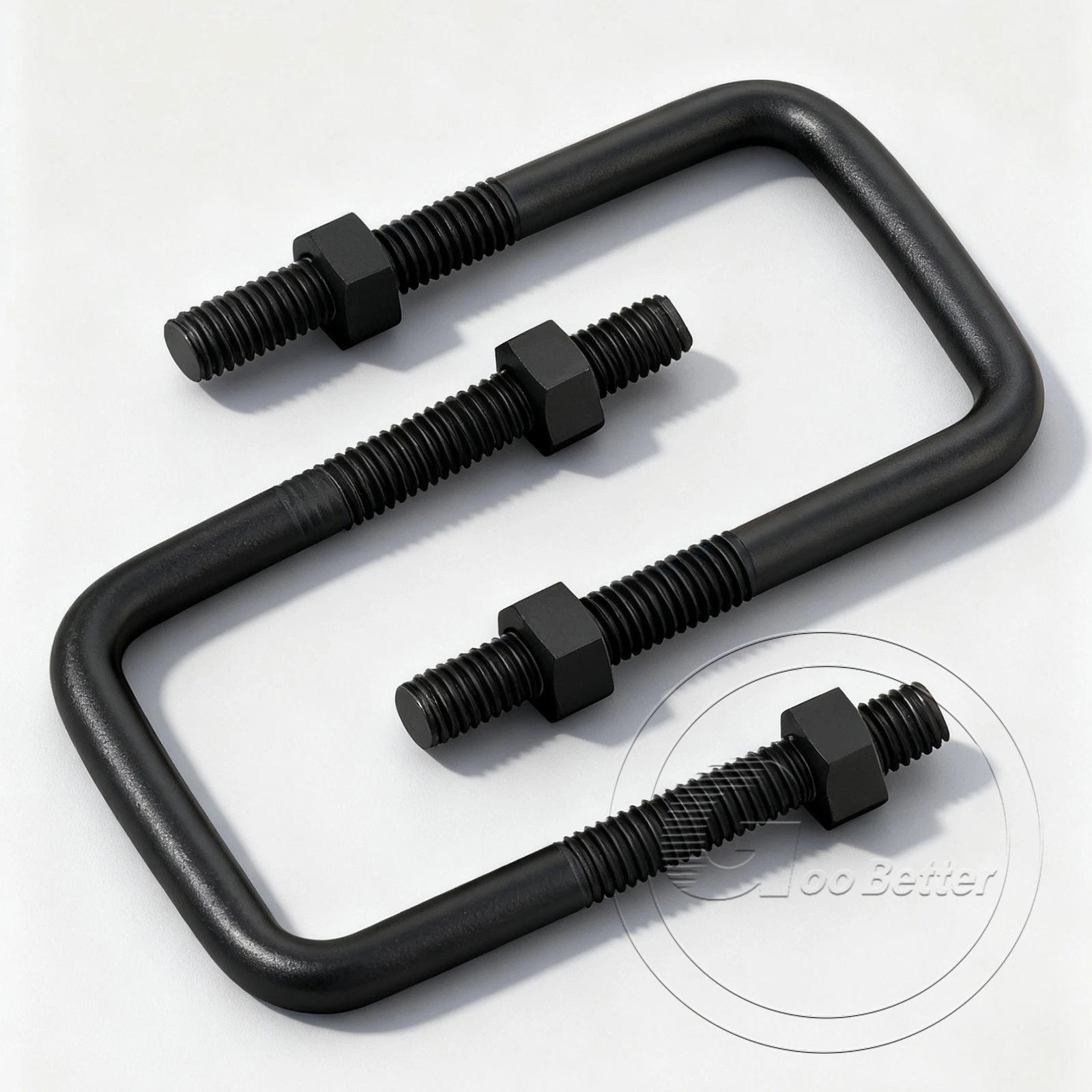 M6 M8 M10 Square U-Bolts Black 304 Stainless Steel with Nuts For Boat Trailer