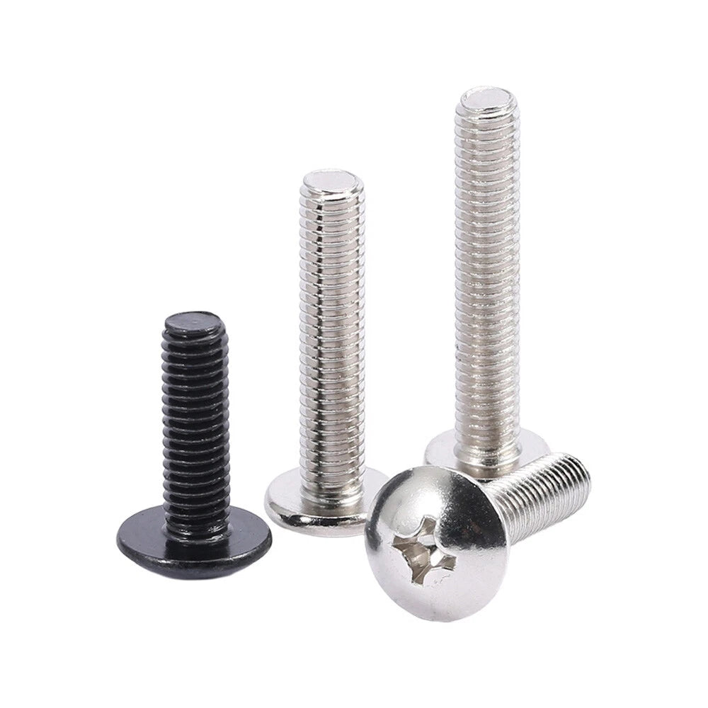 Phillips Pan Head Machine Screws — Nickel Plating & Black Zinc, M2–M6, 10 or 25 Pcs