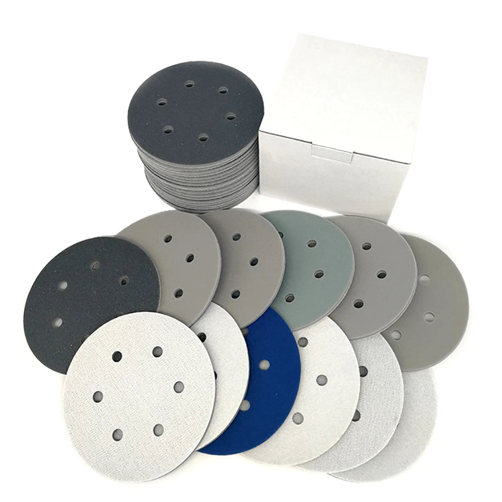 6 Inch(150mm)Hook & Loop Sponge Sandpaper 6 Hole Sanding Discs 300 - 3000 Grit