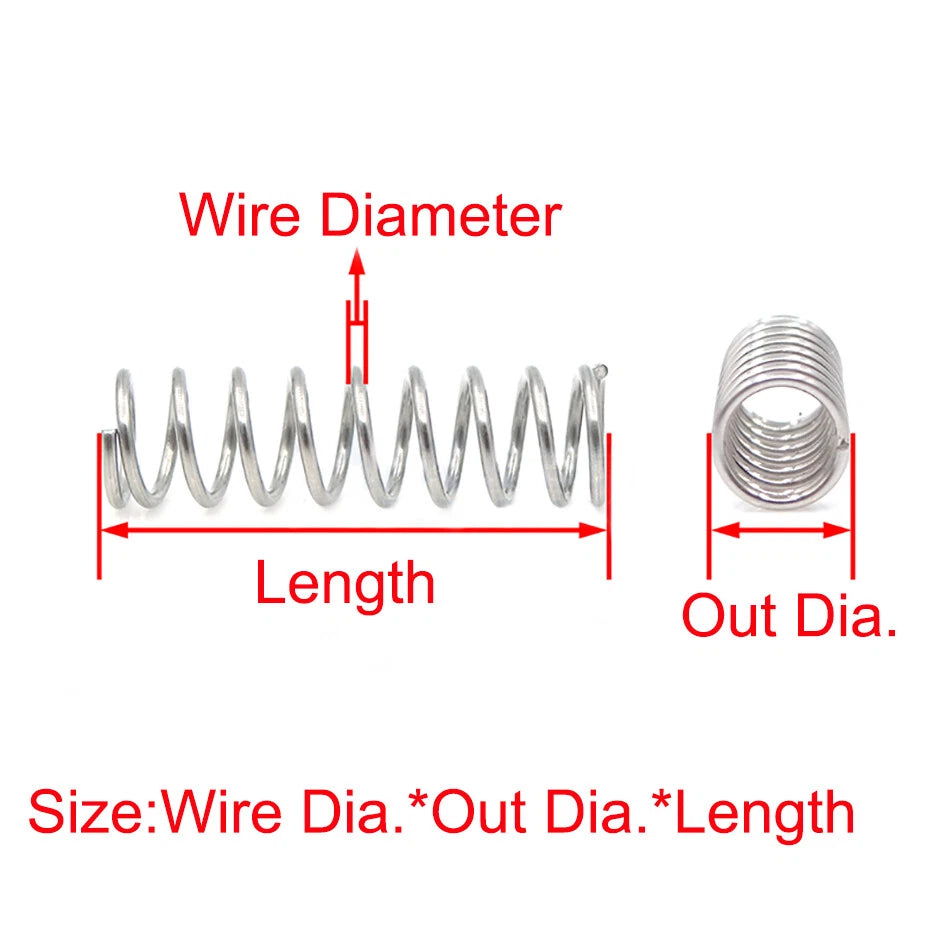 Stainless Steel Spring Compression Pressure Springs Wire Dia.0.3mm-2.5mm L:305mm