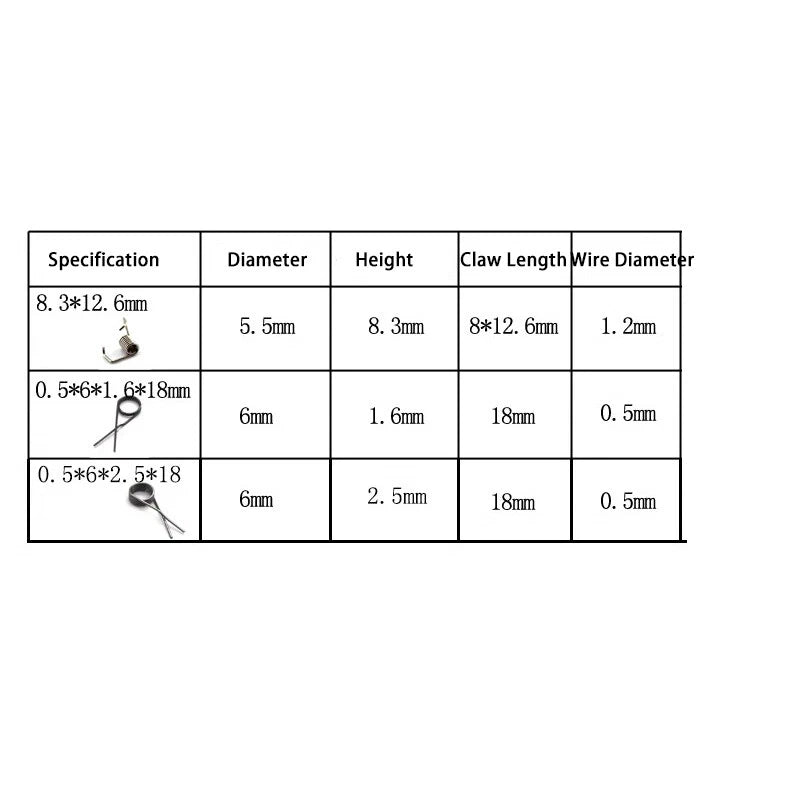 Torsion Springs Various Size Length Diameter Assortment High Tension