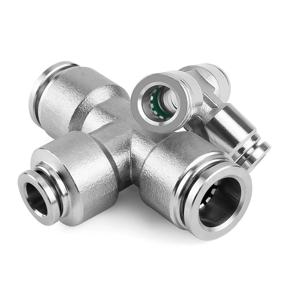 Stainless Steel Push-In Reducer Tee Fitting | Pneumatic Push Fit Connector