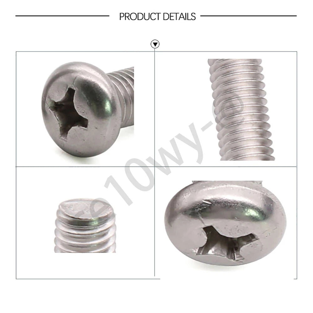 M4 Phillips Pan Head Machine Screws – A2 Stainless Steel, Fully Threaded (4mm–100mm Lengths)