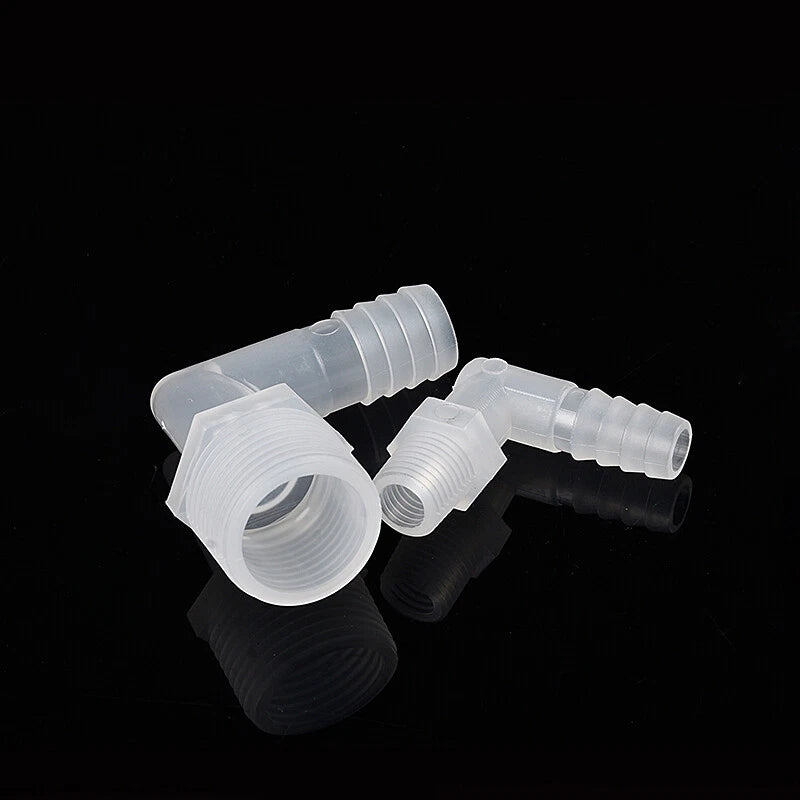Plastic 90° Elbow Barbed Joiner Male Thread Hose Pipe Connector Water Fish Tank