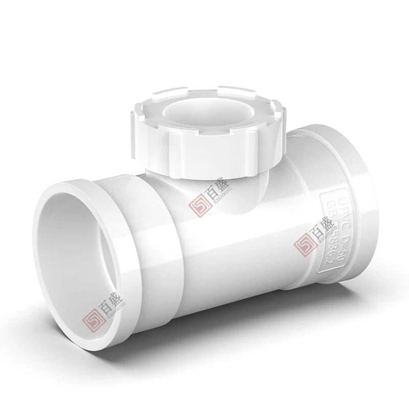 PVC Tee Drain Pipe Connector With Inspection Port Fittings Adapters 50mm-200mm
