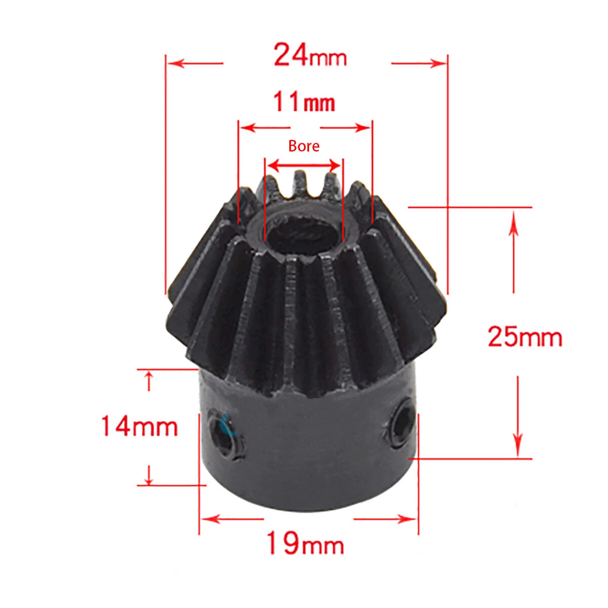 1.5 Modulus Bevel Gear 15T/30T Bore 5/6/8/10/12/15mm 90° 1:2 Pairing Bevel Gear