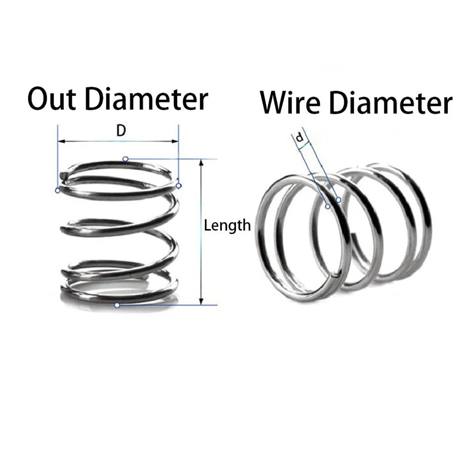 10 x Compression Spring Pressured Springs Wire Dia.1mm 1.2mm 304 Stainless Steel