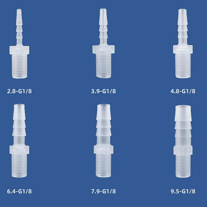 Plastic Barbed Hose Fitting with Male Thread — Straight Connector for Air, Fuel & Water