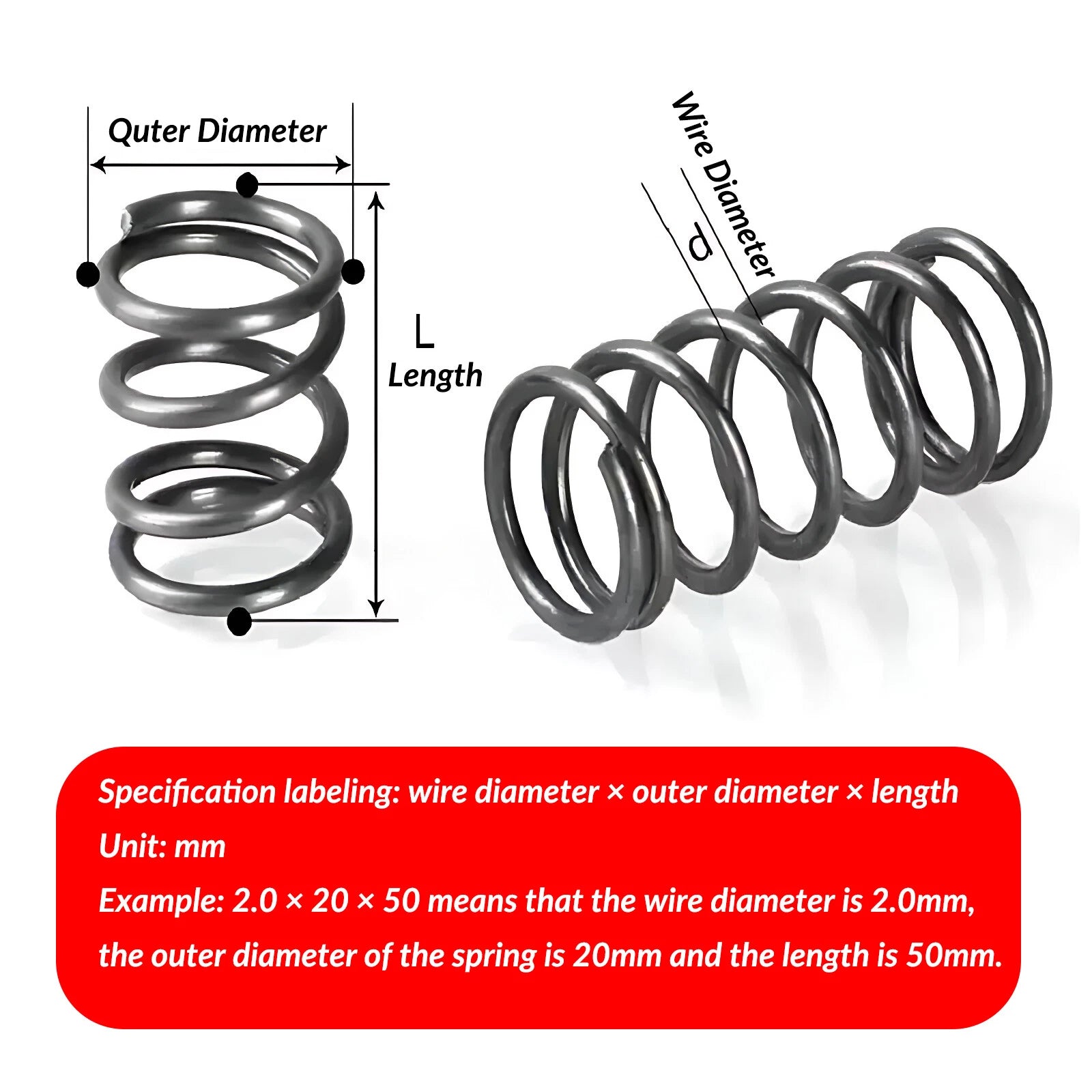 Spring steel Wire Dia 1.0mm OD 5mm-20mm Small Springs Compression Spring Steel