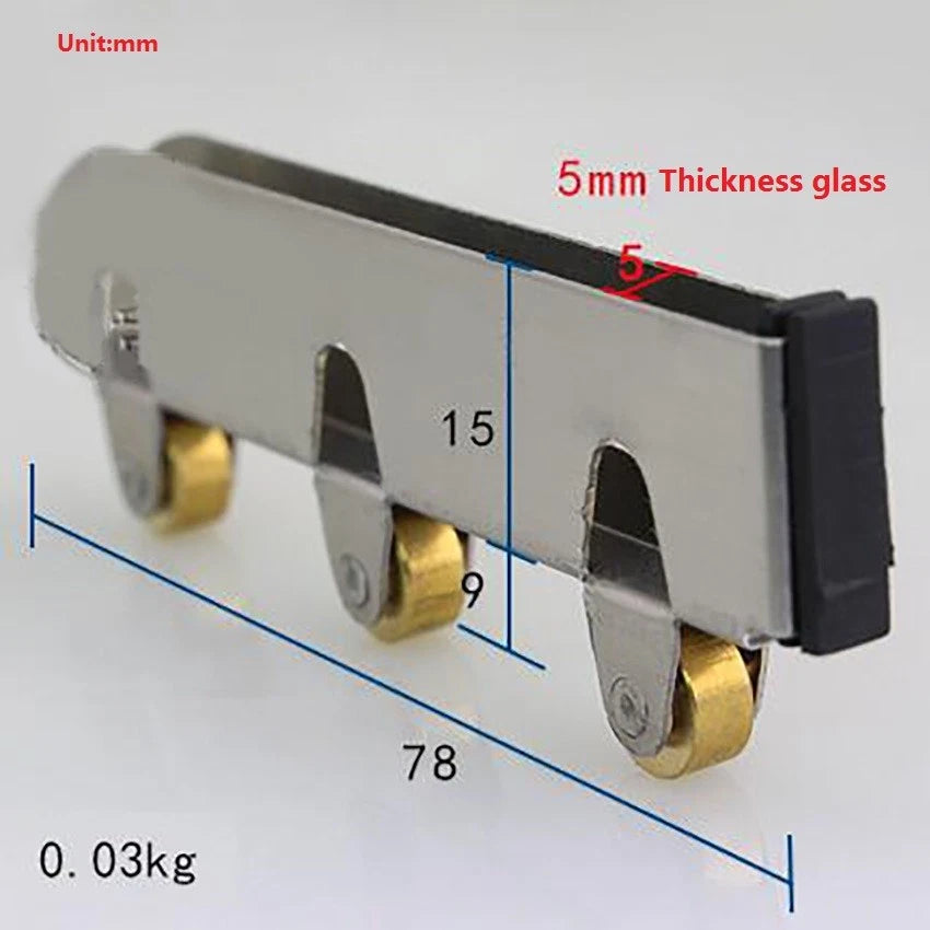5mm Showcase Cabinet/Glass Door Stainless Steel Sliding Roller Wheel Pulley