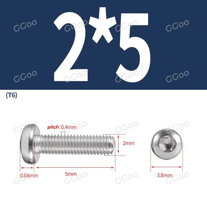 A2 Stainless Steel Torx Pan Head Machine Screws — M2 to M8, Six-Lobe Drive