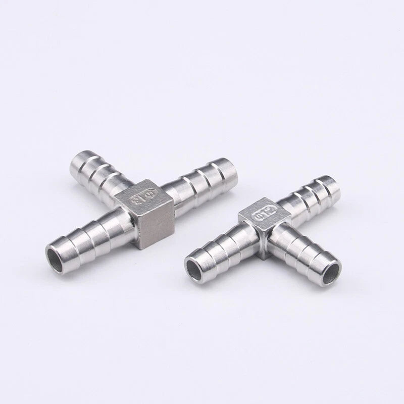 304 Stainless Steel Barbed Tee Connector — T-Shape Hose Fitting 6–25mm