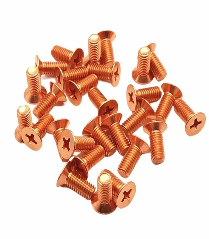 Pure Copper Phillips Countersunk Machine Screws M2–M10, Full Thread, T2