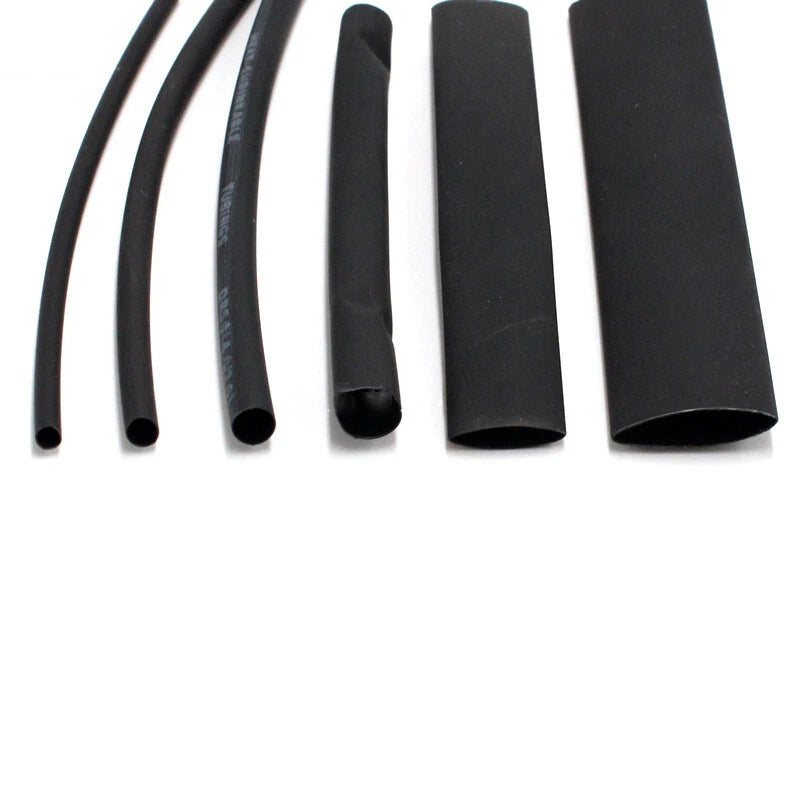 Heat Shrink Tubing 2:1 Ratio — Black Electrical Cable Sleeving, 2mm–8mm Diameter