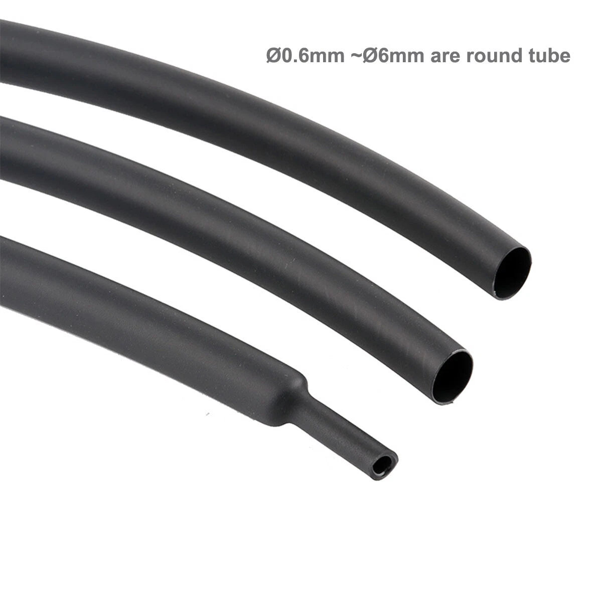 Black Heat Shrink Tubing 2:1 — Electrical Wire Sleeve, Round & Flat Tube, φ0.6mm–φ180mm