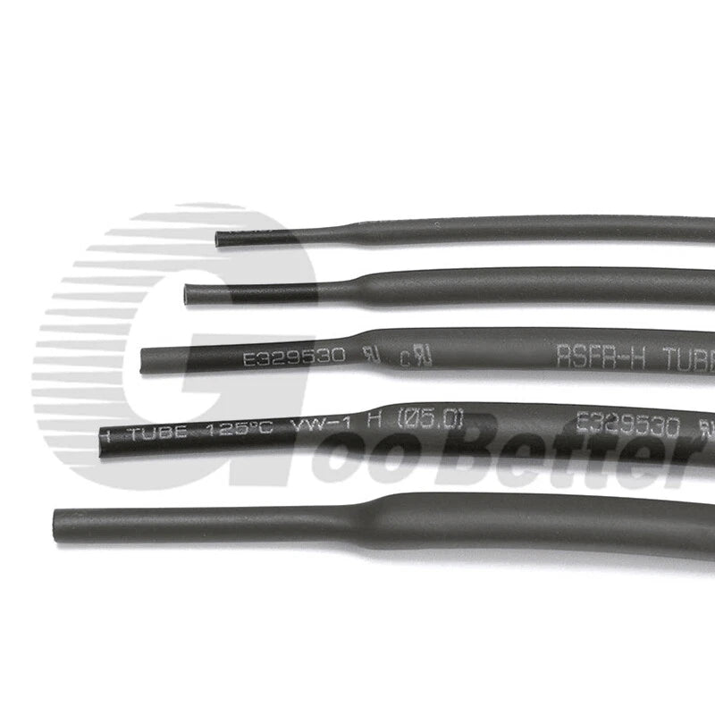 Black Heat Shrink Tubing 2:1 Ratio — Electrical Wire Insulation Sleeve