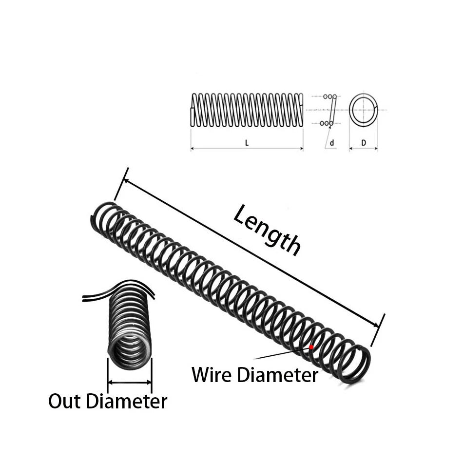 Large 300mm Length Compression Spring Spring Steel Wire Dia.2/2.5/3/3.5/4/4.5mm