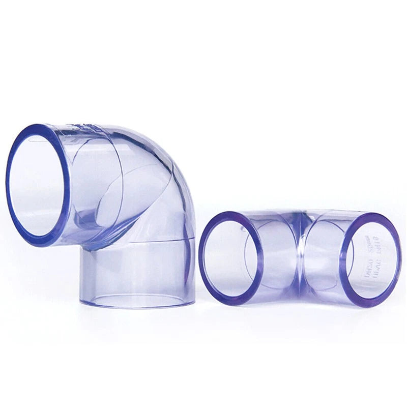 40mm Transparent UPVC T Piece Elbow Connector Adhesive Pipe Fittings Fish Tank
