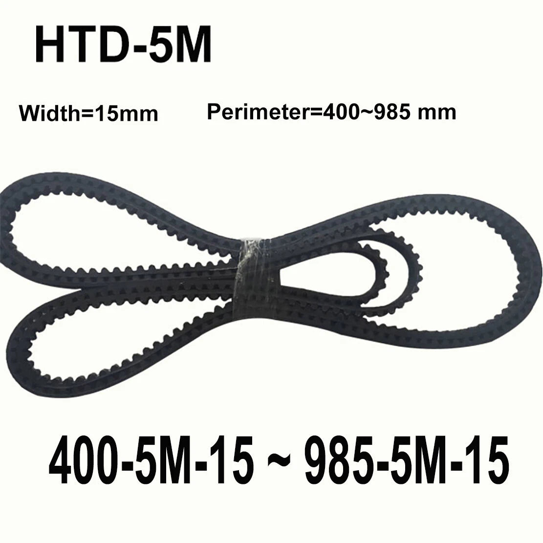 HTD 5M Timing Belt 15mm Wide Closed Loop Synchronous Drive Belt — 400mm to 985mm