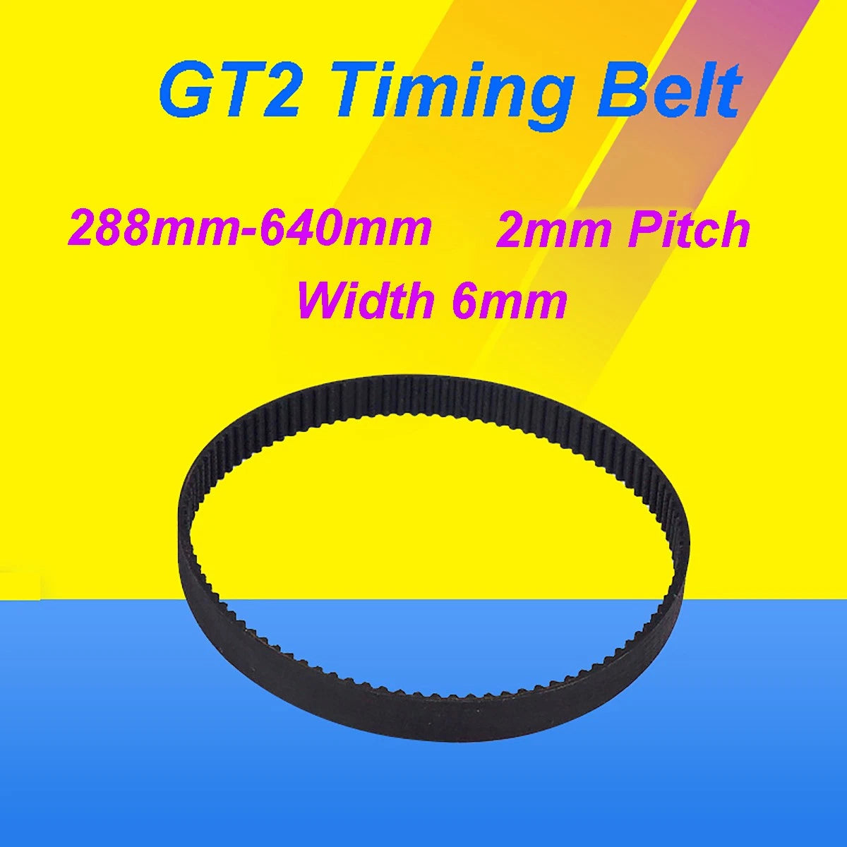 GT2 Timing Belt Closed-Loop 6mm Width 2GT | 232mm–640mm | 3D Printer & CNC