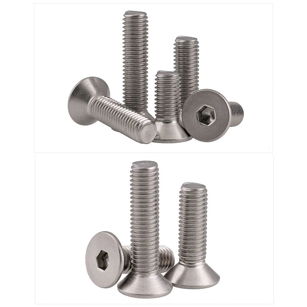 A4 Stainless Steel Countersunk Flat Head Allen Socket Machine Screws M3 M4 M5 M6 M8 M10 — 4mm to 100mm