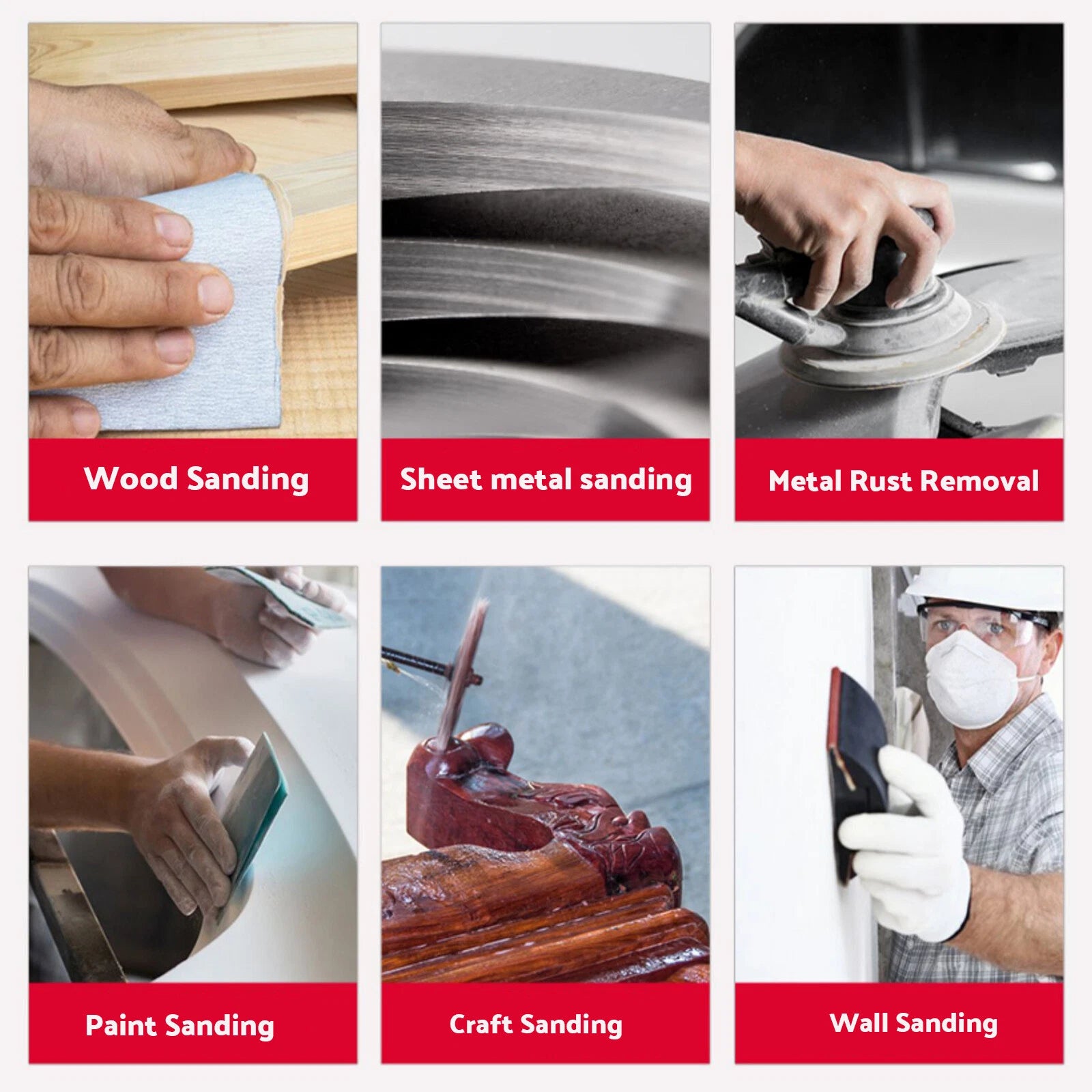 70x100 / 75x100mm White Sanding 80-1000 Grit Dry Sand Paper Hook Loop Sandpaper