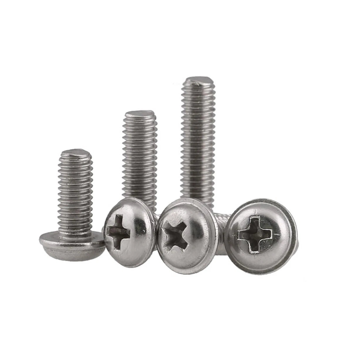 M2–M5 Flanged Phillips Button Head Machine Screws, 304 Stainless Steel