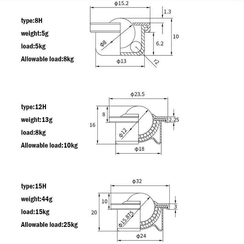 Conveyor Roller Ball Transfer Unit Bearing CY-8H/12H/15H/22H/30H/19C/25C