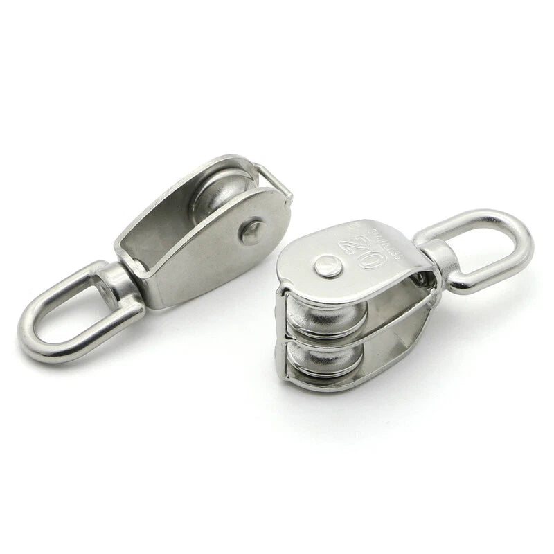 Stainless Steel Heavy Duty Single/Double Pulley Block Wheel Swivel Lifting Rope