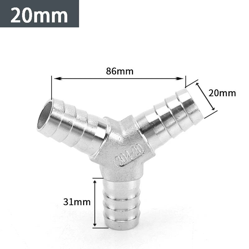 Stainless Steel Y Type Hose Joiner Barbed Splitter Fittings Equal Hose Connector