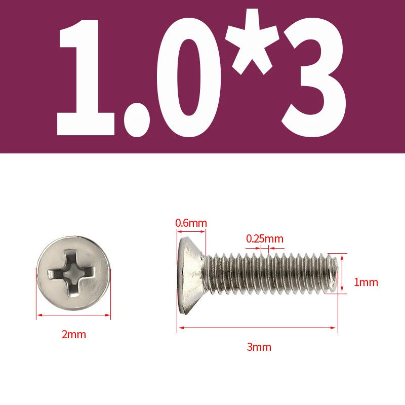 Phillips Machine Screws Countersunk Nickel Plated Steel DIN 965 Flat Head M1~M6