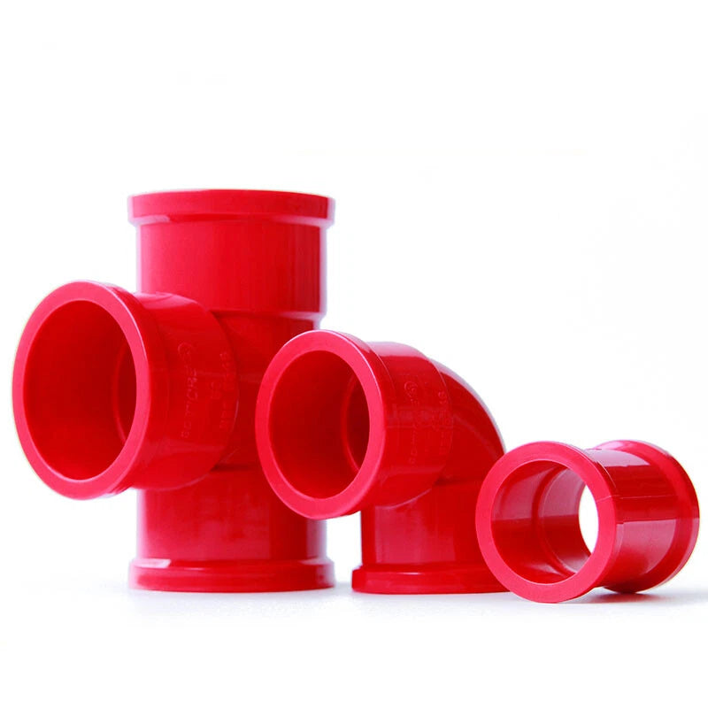 PVC Red Thicker Pipe Fittings Tee Socket T Type Elbows Solvent