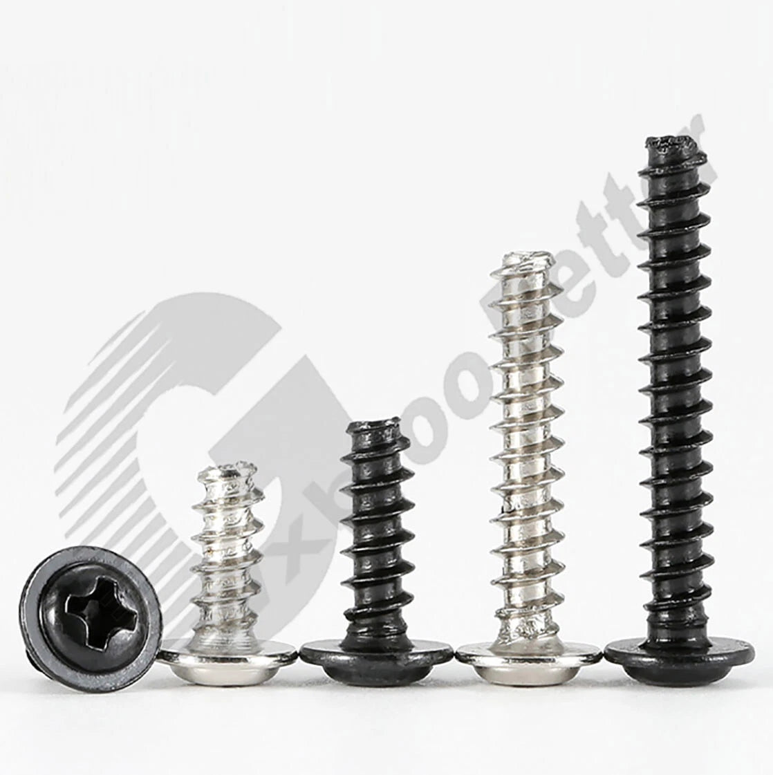 M1.4 M1.7 M2 M2.3 M2.6 M3 M4 Flanged Pan Head Blunt Screws – Nickel or Black Zinc Carbon Steel