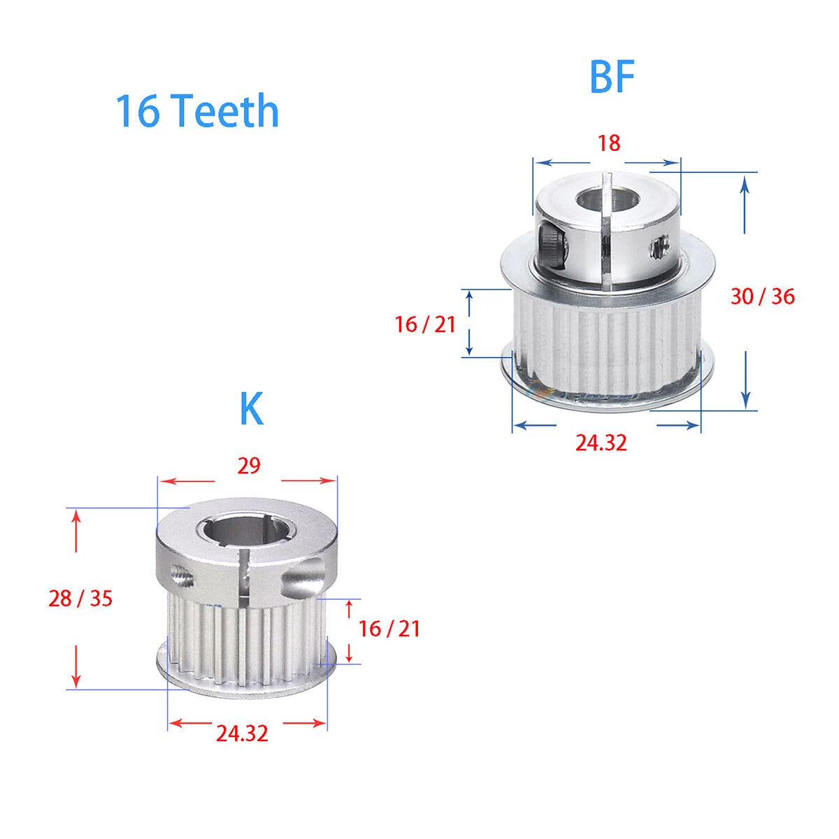 HTD5M Timing Belt Pulley 15 16 18 20 25 Teeth Clamping Bore for CNC-Step Motor
