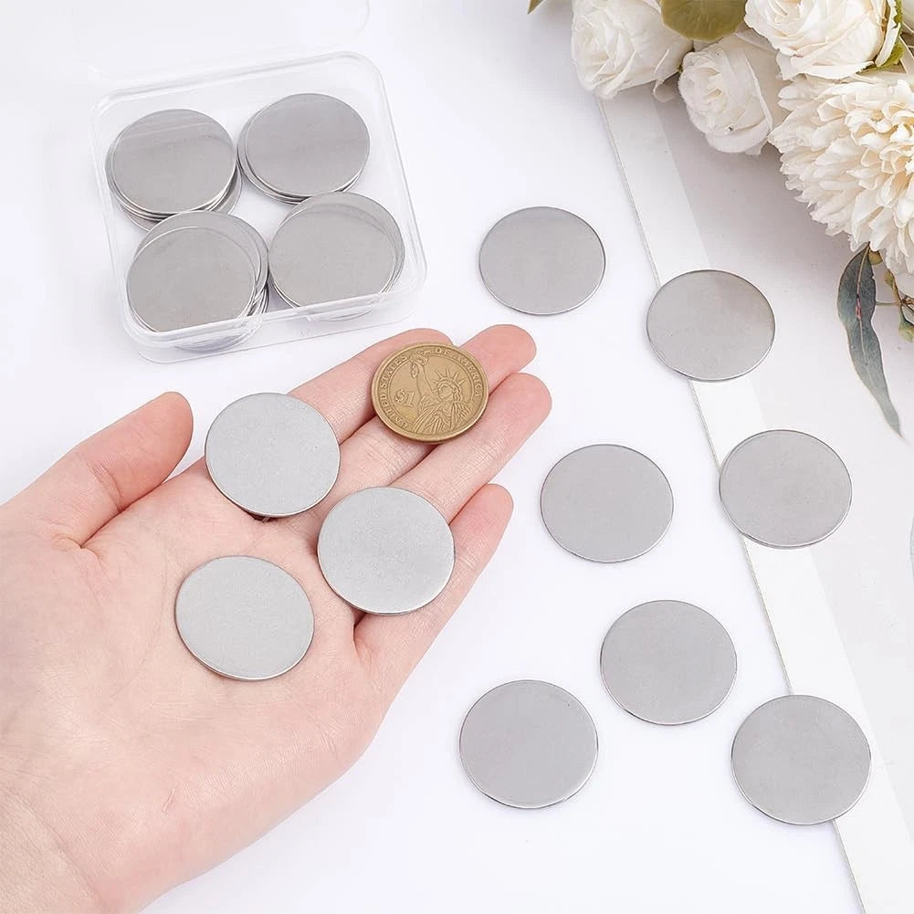 4 Pcs Stainless Steel Blank Round Disc 304 Grade Metal Sheet Plate Dia 34mm