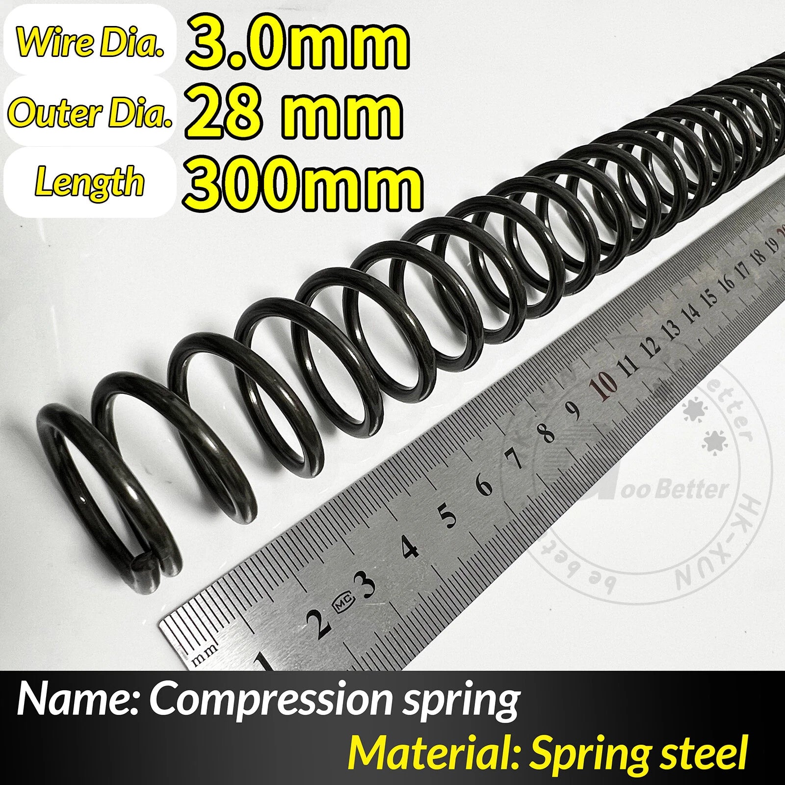 Compression Spring Pressure Springs, Wire Dia 2-3.5mm, OD 10-60mm, Length 300mm