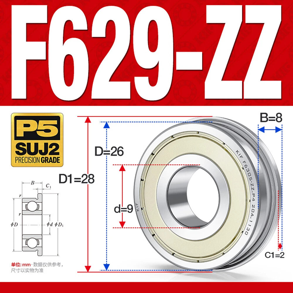 Mini Metal Shielded Flanged Ball Bearings - Model Complete Inner Diameter 2-50mm