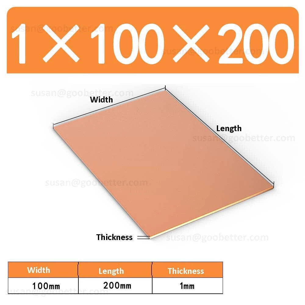 Natural Copper Sheet Metal guillotine cut - 0.3mm to 6.0mm - Multiple Sizes